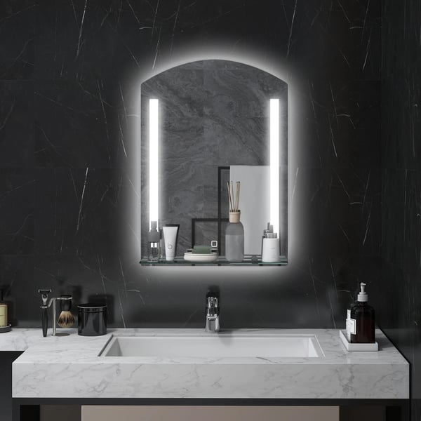 Badrumsspegel - LED-spegel - 70×50 cm - Touchströmbrytare i silver - Montering krävs