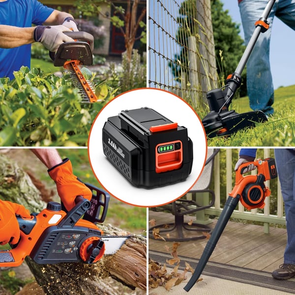 Black+Decker 40V erstatningsbatteri, Li-ion 18650 3000 mAh, kompatibel med LBXR36/BL20362/LBX2040, beige