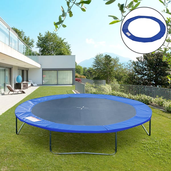 Skyddsoöverdrag för studsmatta - Trampolinöverdrag - Ø 244 cm - Rund - Blå