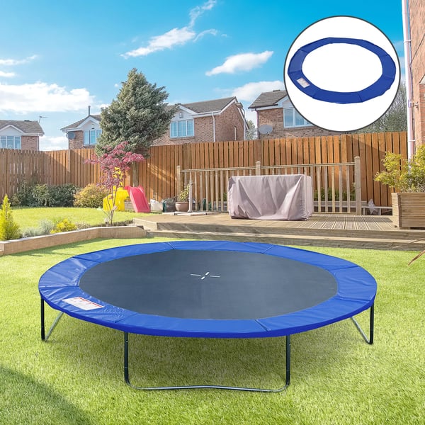 Skyddsoöverdrag för studsmatta - Trampolinöverdrag - Ø 244 cm - Rund - Blå