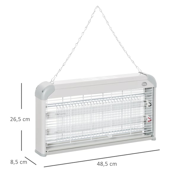 Elektrisk insektsdödare - Mygglampa - 30 W - 60 m² - 48,5×8,5×26,5 cm - Ljusgrå