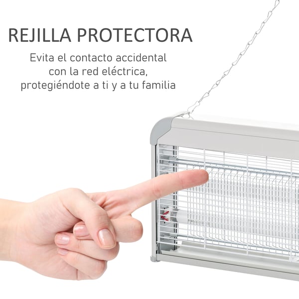 Elektrisk insektsdödare - Mygglampa - 30 W - 60 m² - 48,5×8,5×26,5 cm - Ljusgrå