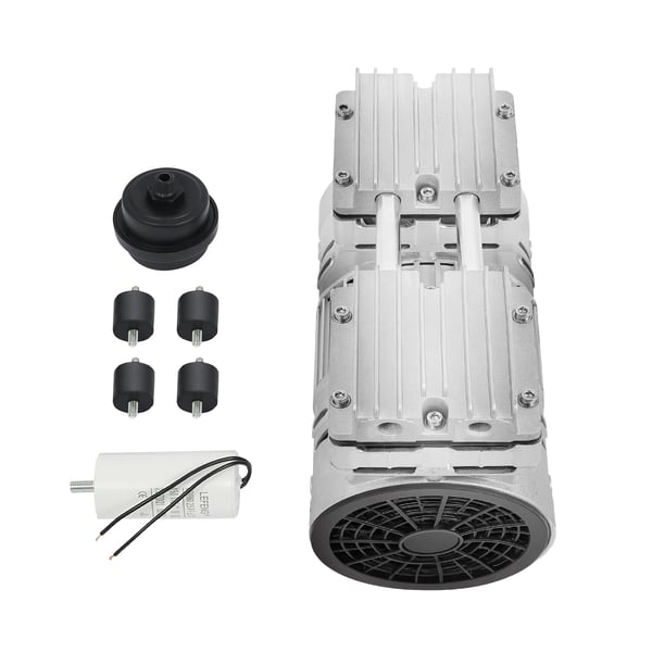 Oliefri luftkompressor, 750W/1HP, støjsvag, 8 bar, 145 l/min, 1400 rpm, 220V, grå