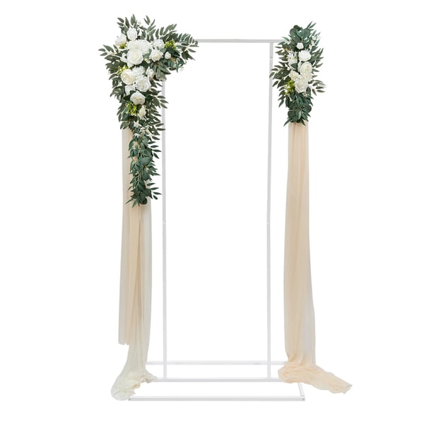 Bröllopsbakgrund/Backdrop - Bågstativ - 1 × 2 m - Robust järnram - För ballongbåge & blomsterdekoration - Fest & födelsedag - Vit