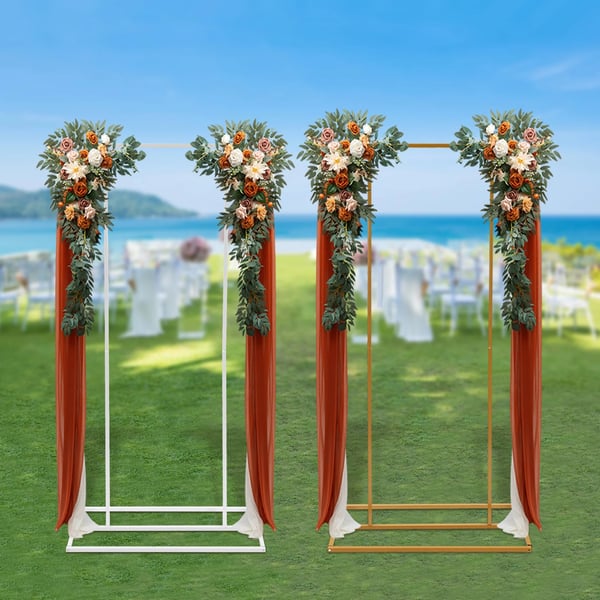 Bröllopsbakgrund/Backdrop - Bågstativ - 1 × 2 m - Robust järnram - För ballongbåge & blomsterdekoration - Fest & födelsedag - Vit