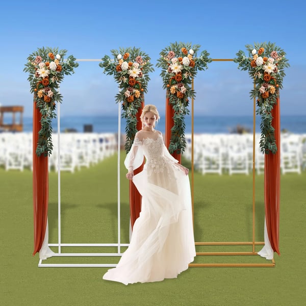 Bröllopsbakgrund/Backdrop - Bågstativ - 1 × 2 m - Robust järnram - För ballongbåge & blomsterdekoration - Fest & födelsedag - Vit