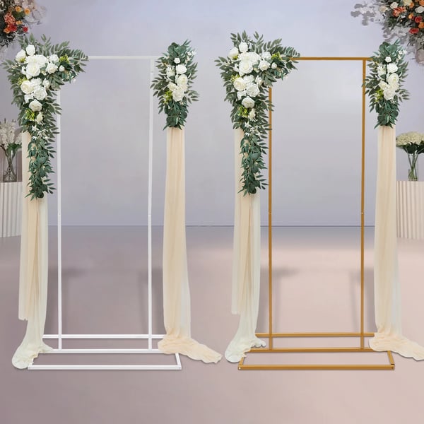 Bröllopsbakgrund/Backdrop - Bågstativ - 1 × 2 m - Robust järnram - För ballongbåge & blomsterdekoration - Fest & födelsedag - Vit