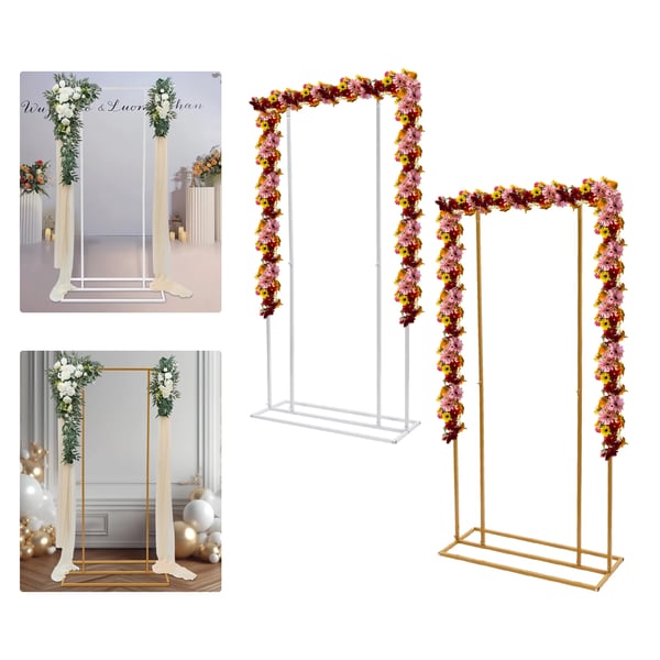 Bröllopsbakgrund/Backdrop - Bågstativ - 1 × 2 m - Robust järnram - För ballongbåge & blomsterdekoration - Fest & födelsedag - Vit
