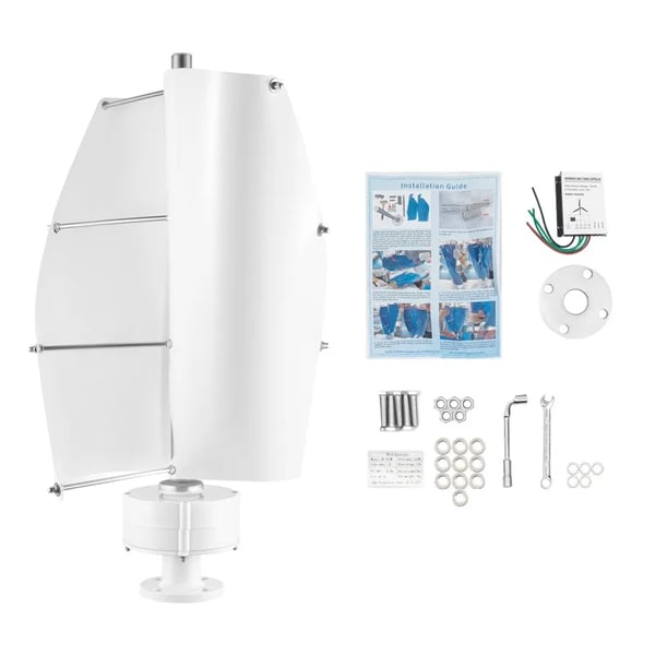 Vindmølle - Vertikalakslet Vindgenerator - 500W - Med Controller - 2 Blade - Til Hjemmet - Hvid