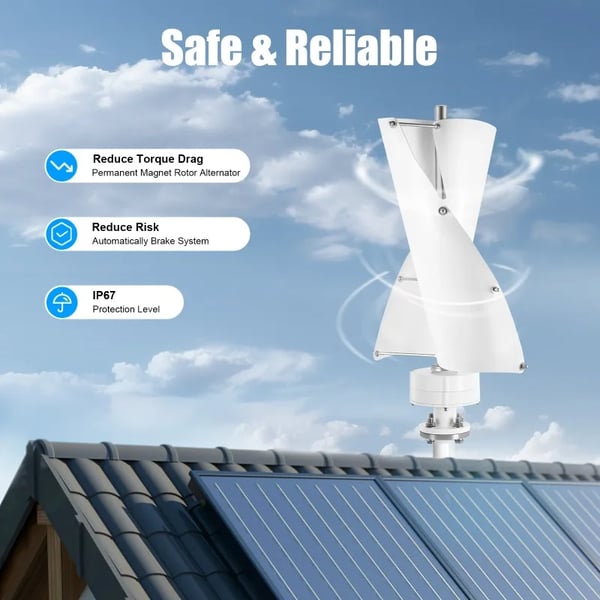 Vindmølle - Vertikalakslet Vindgenerator - 500W - Med Controller - 2 Blade - Til Hjemmet - Hvid