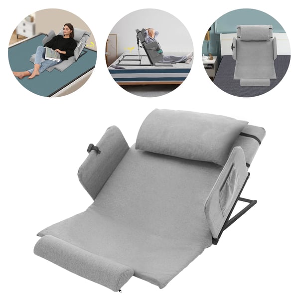 Sähköinen sängyn selkänoja - Selkätuki - Käsinojat & niskatuki - Johdollinen ohjain - DC‑moottori 50 W - 120×73 cm - Enint. 300 kg - Vaaleanharmaa