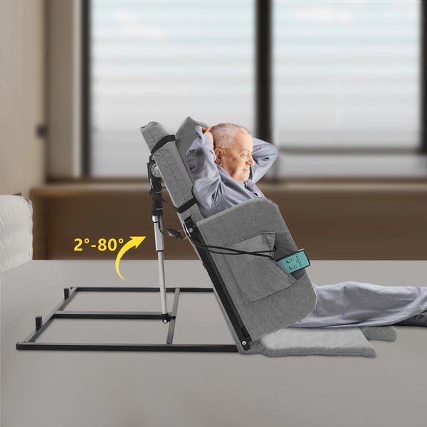 Sähköinen sängyn selkänoja - Selkätuki - Käsinojat & niskatuki - Johdollinen ohjain - DC‑moottori 50 W - 120×73 cm - Enint. 300 kg - Vaaleanharmaa