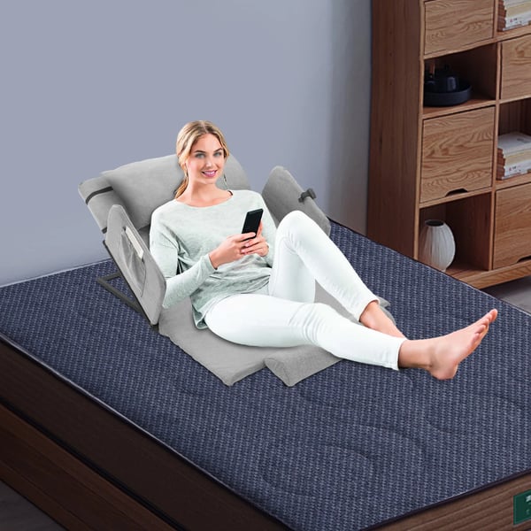 Sähköinen sängyn selkänoja - Selkätuki - Käsinojat & niskatuki - Johdollinen ohjain - DC‑moottori 50 W - 120×73 cm - Enint. 300 kg - Vaaleanharmaa