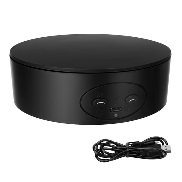 Sähköinen mini-kääntöpöytä 13 cm, 360°, USB-käyttöinen, automaattinen, valokuvaukseen ja koruille, valkoinen