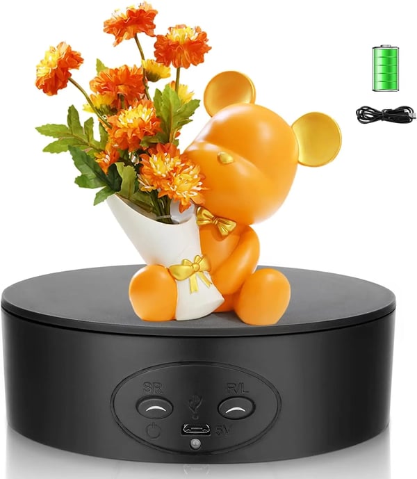 Sähköinen mini-kääntöpöytä 13 cm, 360°, USB-käyttöinen, automaattinen, valokuvaukseen ja koruille, valkoinen