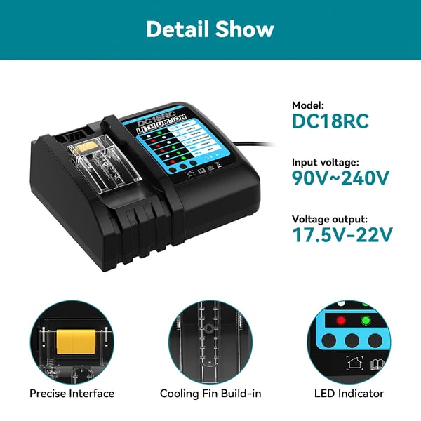 Batteri til Makita, 18V Li-ion erstatningsbatteri, pink, kompatibel med BL1830/BL1860B