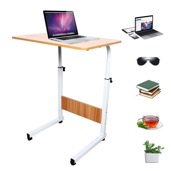 Laptopbord / Computerbord - L-formet Skrivebord - Med hjul - Metal, jernramme - Samling kræves - Til skole og kontor