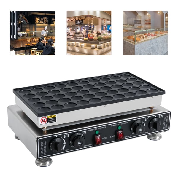 Minipandekagemaskine - Elektrisk 50-huls - Kommerciel - Nonstick - Rustfrit stål - 220V EU-stik - Lysegrøn