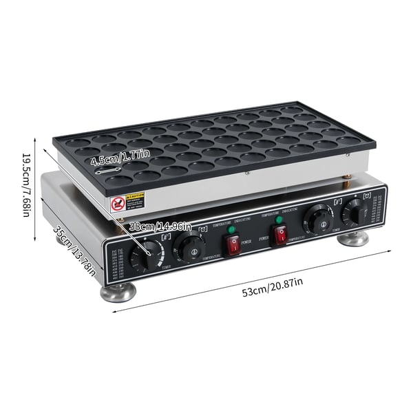 Minipandekagemaskine - Elektrisk 50-huls - Kommerciel - Nonstick - Rustfrit stål - 220V EU-stik - Lysegrøn