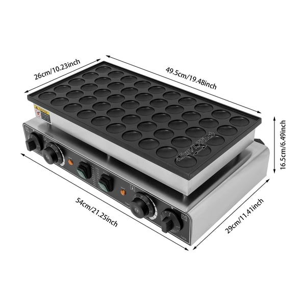 Minipandekagemaskine - Elektrisk 50-huls - Kommerciel - Nonstick - Rustfrit stål - 220V EU-stik - Lysegrøn