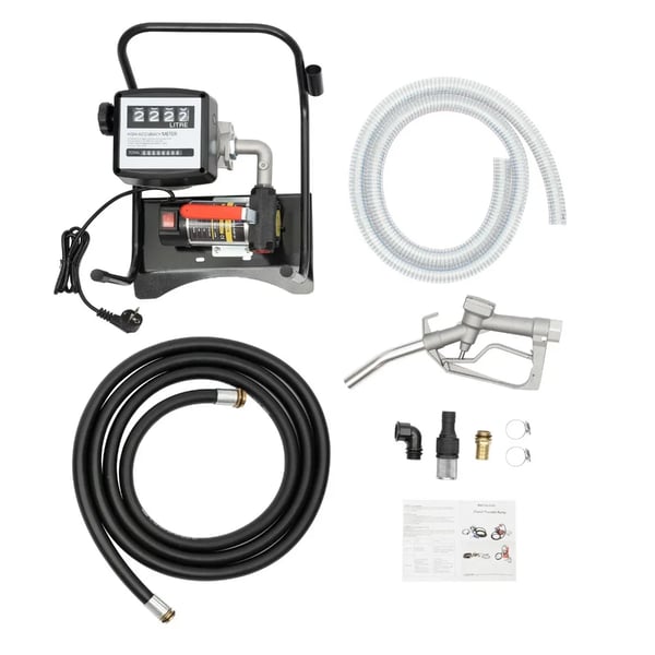 Sähköinen dieselpumppu, itseimevä 220V 375W polttoainepumppu, 45 l/min, digitaalimittari, siirrettävä tankkaus ajoneuvoille, sininen