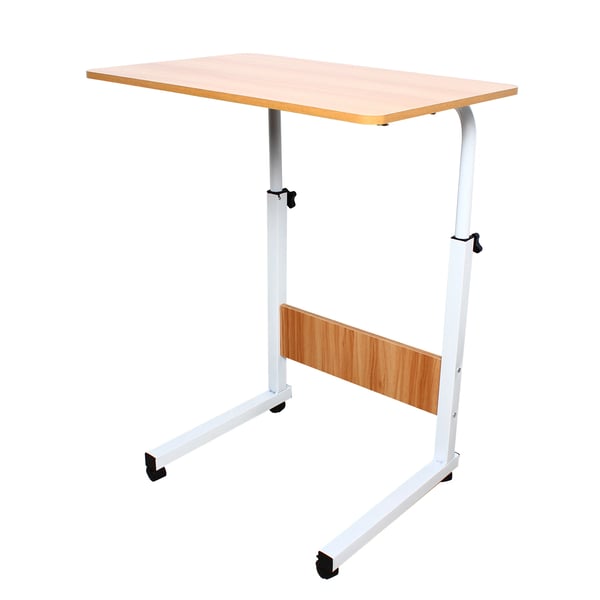 Kontorsskrivebord, højdejusterbart computerbord, drejehjul, træ, mørk khaki