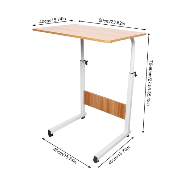 Kontorsskrivebord, højdejusterbart computerbord, drejehjul, træ, mørk khaki