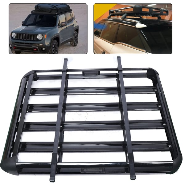 Kattoteline - Kattokori autoon/SUV - Yleismalli - Yksitasoinen - Kevyt alumiini - Poikkitangot mukana - 127×97 cm - Musta