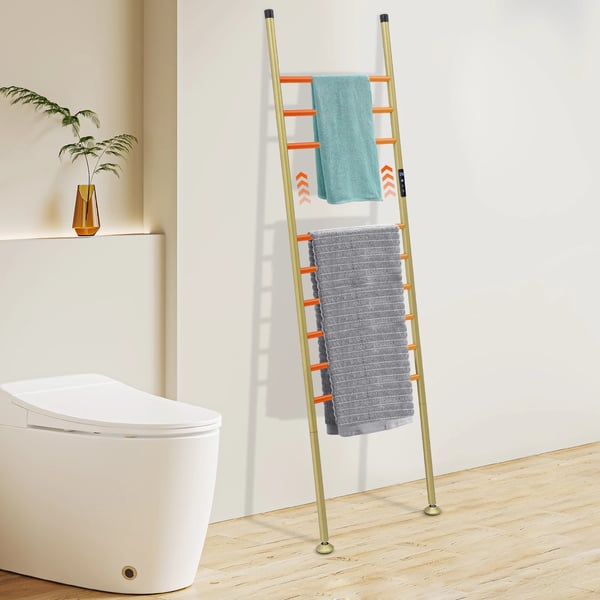 Sähköinen pyyhekuivain - Vapaasti seisova lattiamalli - Ruostumaton teräs - Vedenpitävä - 42,5×160 cm - 220V EU-pistoke - Max 15 kg - Kultainen