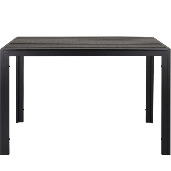 Ulkoruokapöytä - Puutarhapöytä alumiinia - Suorakaide 110x70x73 cm - Rimoitettu kansi 9,5x7 cm - 6 hengelle - Musta