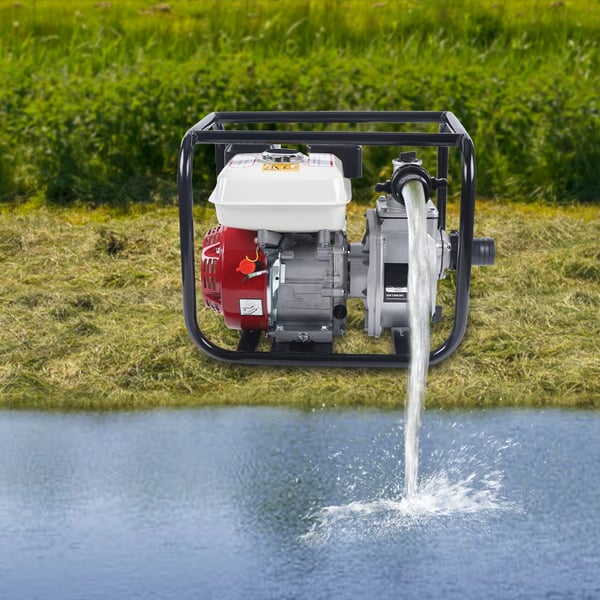 Benzin vandpumpe - Vandoverføringspumpe - 4‑takt - 6,5 hk - 210 cm³ - 3600 o/min - Havevanding & landbrug - Rød