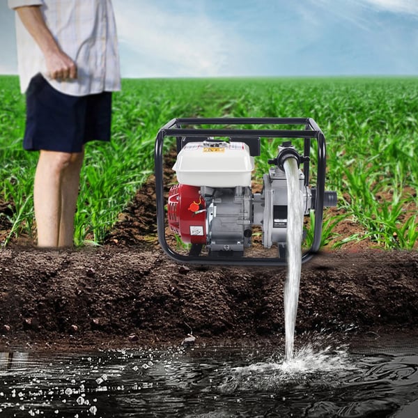 Benzin vandpumpe - Vandoverføringspumpe - 4‑takt - 6,5 hk - 210 cm³ - 3600 o/min - Havevanding & landbrug - Rød