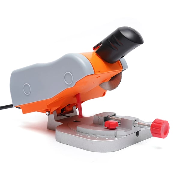 Mini bordsav - Bordrundsav - Effekt 90 W - Gæringssnit 45° - Klinge 5 cm 100T - Snitdybde 1,2 cm - Spænding 110–220 V - Orange/Sort