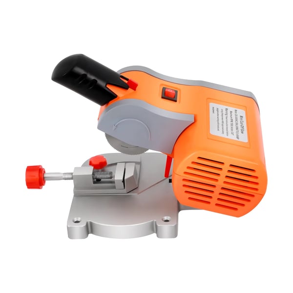 Mini bordsav - Bordrundsav - Effekt 90 W - Gæringssnit 45° - Klinge 5 cm 100T - Snitdybde 1,2 cm - Spænding 110–220 V - Orange/Sort