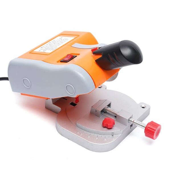 Mini bordsav - Bordrundsav - Effekt 90 W - Gæringssnit 45° - Klinge 5 cm 100T - Snitdybde 1,2 cm - Spænding 110–220 V - Orange/Sort