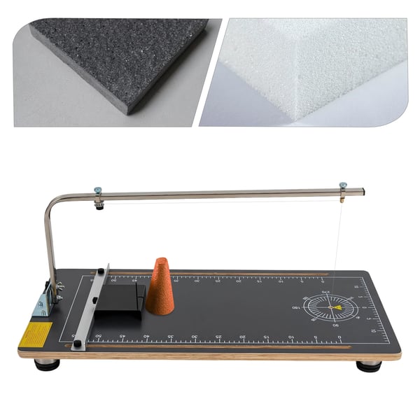 Skumskærer med varm tråd - T21 - Bord 38×78 cm - Justerbar 50–300 °C - Skærehøjde 20 cm - 30 W - EU-stik - Lysegrå