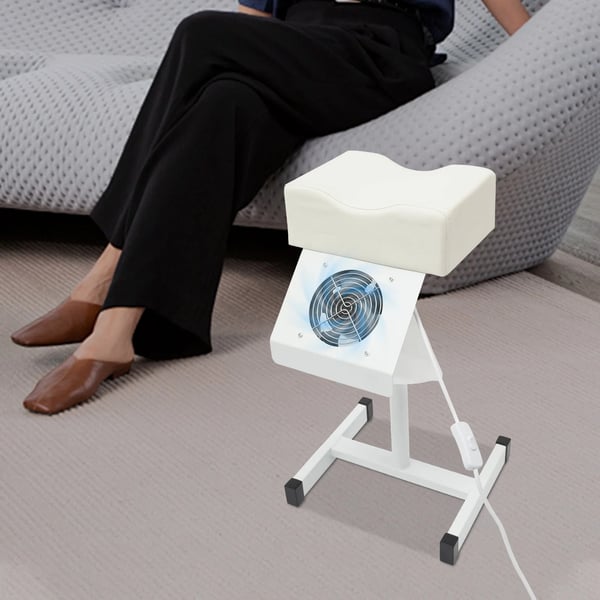Pedicure Fodstøtte - Fodpleje Stativ - Med Neglestøvsuger - Justerbar Højde 48–68 cm - H-formet Base - Metal - Belastning 10 kg - Hvid
