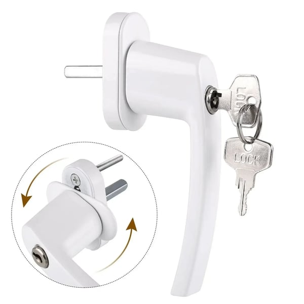 Vindueshåndtag - Universal Inline Espag - Låsbart med nøgle - Erstatning til termoruder - Aluminiumslegering - 8 stk - Hvid