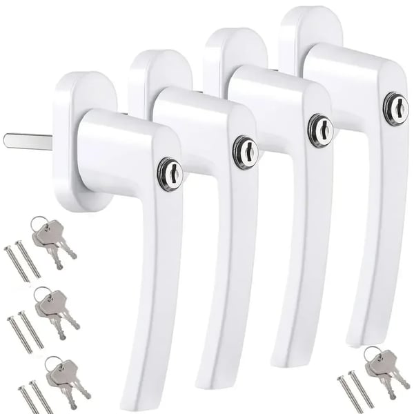 Vindueshåndtag - Universal Espagnolet, Lige - Nøglelås - Til PVC/Dobbeltrude - 4-pak - Aluminium-kobberlegering - Indigo