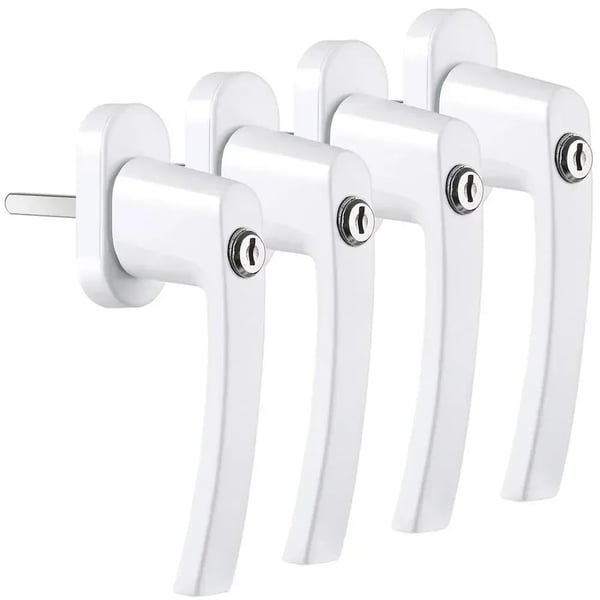 Vindueshåndtag - Universal Espagnolet, Lige - Nøglelås - Til PVC/Dobbeltrude - 4-pak - Aluminium-kobberlegering - Indigo