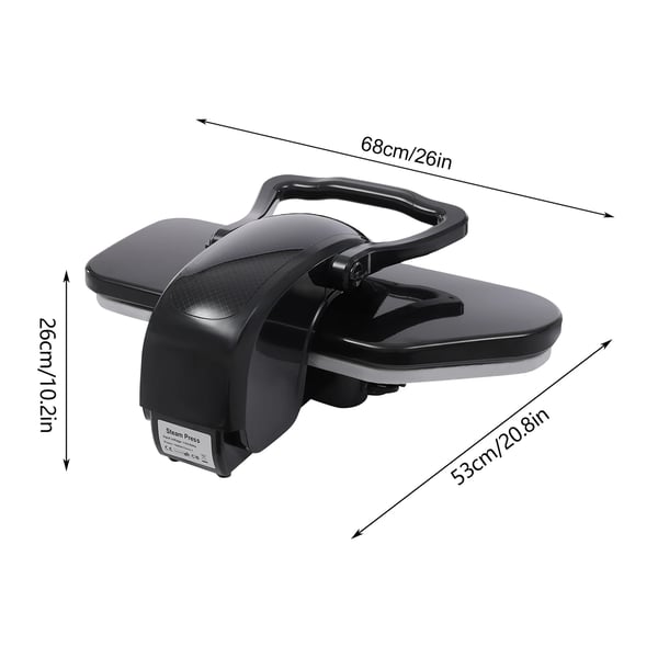 Höyrysilityspressi 1600 W, 68 cm, digitaalinen LED-kosketusnäyttö, useat kangasasetukset, irrotettava vesisäiliö, musta