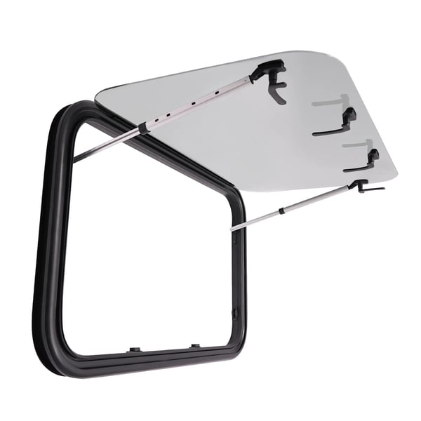 Matkailuauto/Asuntovaunu Ikkuna - Ulospäin avautuva - 90 x 55 cm - Pimennys ja hyttysverkko - Poistumisikkuna traileriin/pakettiautoon - Musta