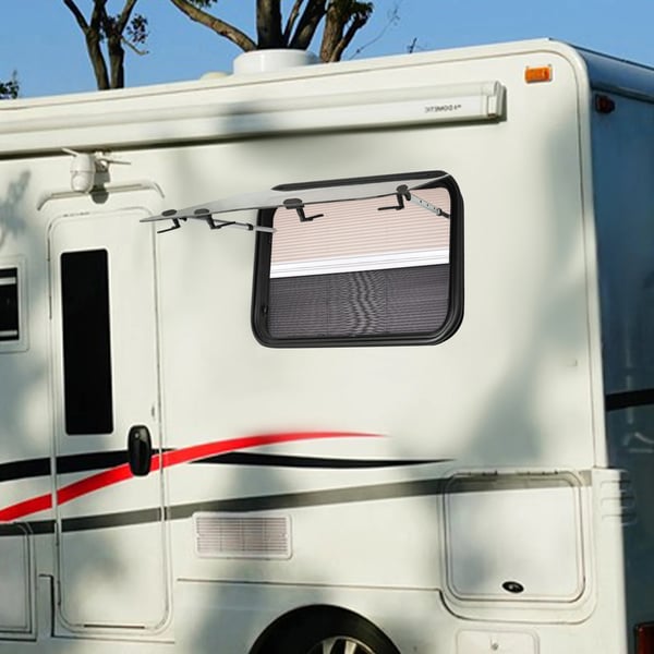 Autocamper/Caravan Vindue - Udslående - 90 x 55 cm - Med mørklægning & myggenet - Exit-vindue til trailer/van - Sort