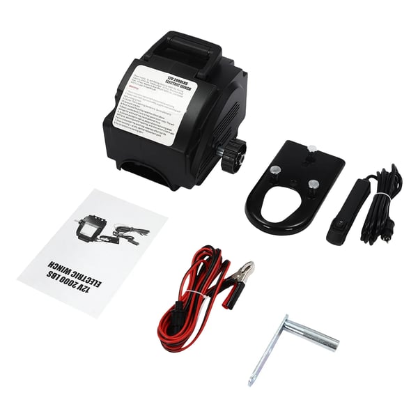 Elspil 12 V DC - tovspil - dobbelt styring, fjernbetjening, remskive, bugsering - sort