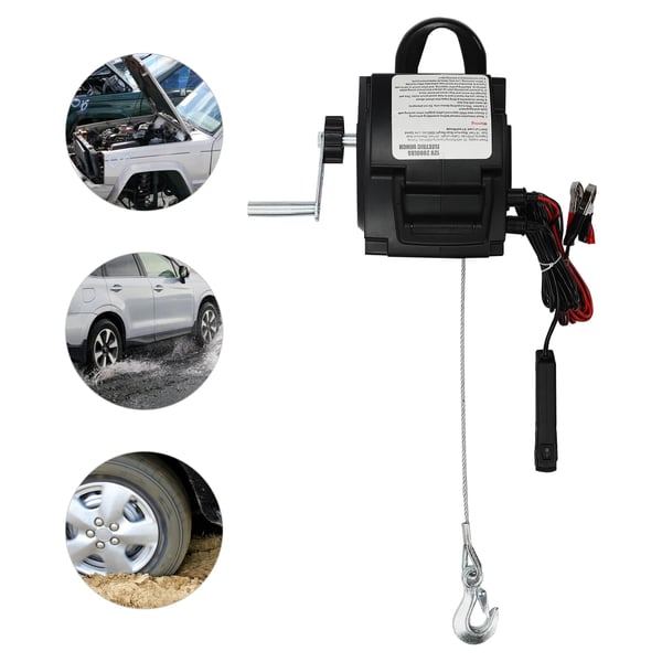 Elspil 12 V DC - tovspil - dobbelt styring, fjernbetjening, remskive, bugsering - sort