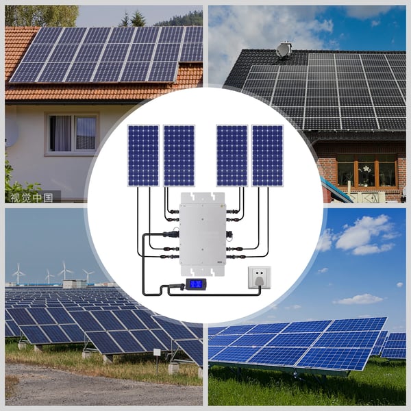 Solcelle-mikroinverter, 1200W IP65 vandtæt nettilsluttet, blå, til 30V/36V solpaneler