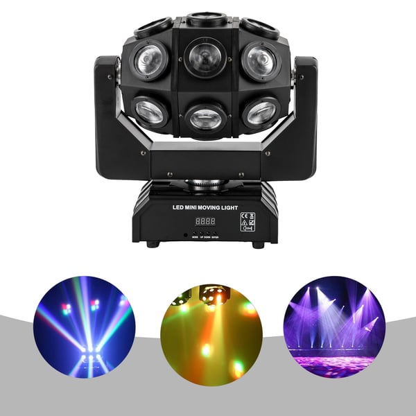 Scenelys / Diskolys - LED PAR - 18x LED RGBW - DMX512-styring - Lydaktiveret - Køleventilator - AC-drift - 2000–82000 lm