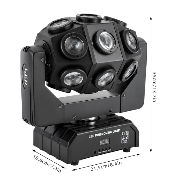Scenelys / Diskolys - LED PAR - 18x LED RGBW - DMX512-styring - Lydaktiveret - Køleventilator - AC-drift - 2000–82000 lm