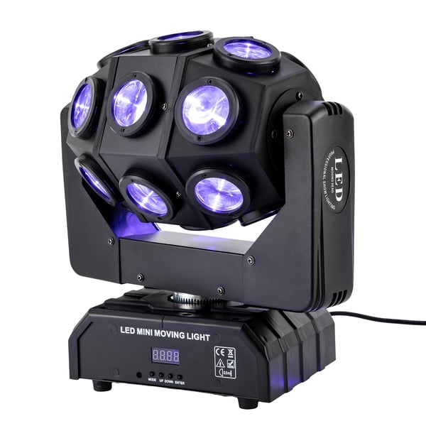 Scenelys / Diskolys - LED PAR - 18x LED RGBW - DMX512-styring - Lydaktiveret - Køleventilator - AC-drift - 2000–82000 lm