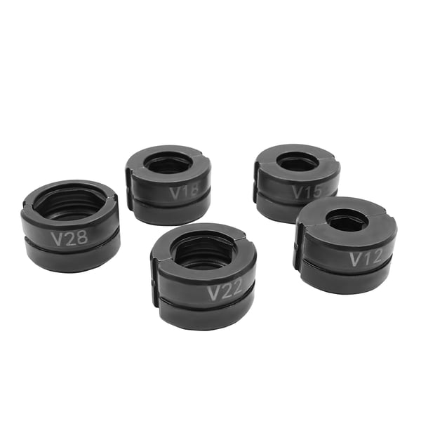 Rørpresstang - CW-1632 Hydraulisk presstang - V-sæt 5 bakker V12–V28 - Til kobberrør/pressfittings - Stål/Alu/CrMo - Med værktøjskasse - Orange